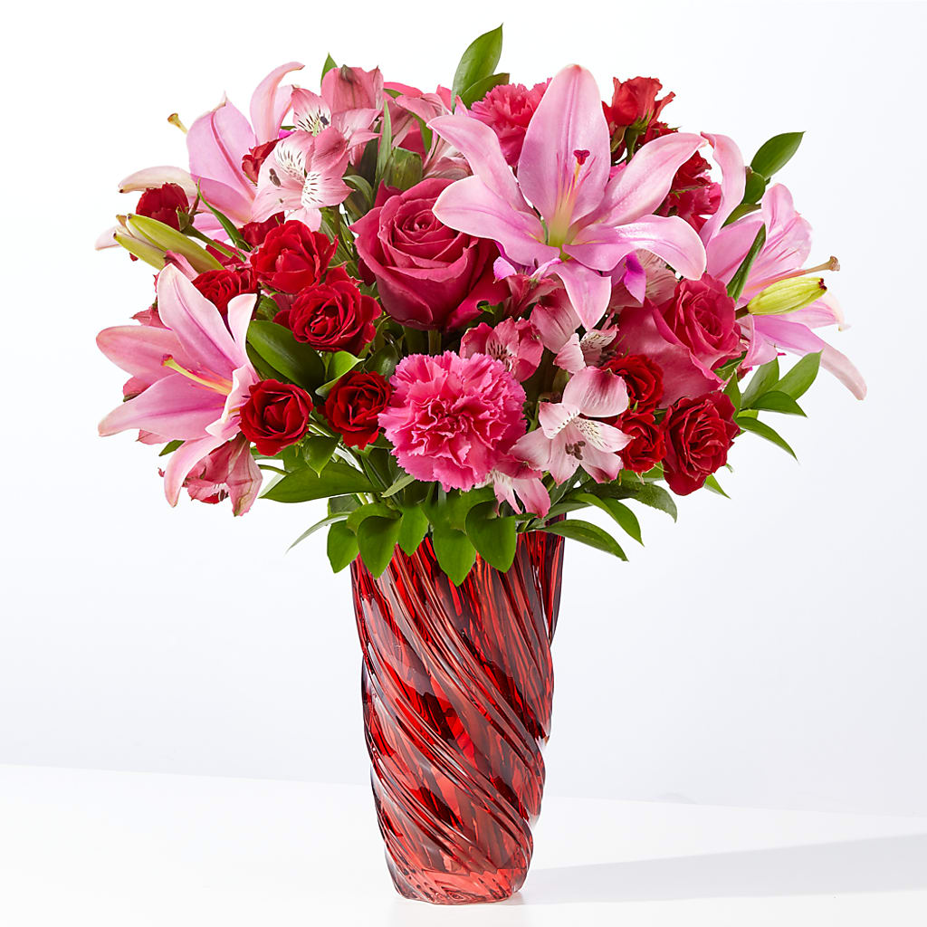 In Love Bouquet with Luxe Swirl Vase – Jnblooms Llc, Spring Hill FL