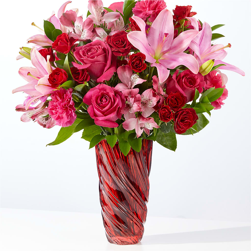 In Love Bouquet with Luxe Swirl Vase – Jnblooms Llc, Spring Hill FL