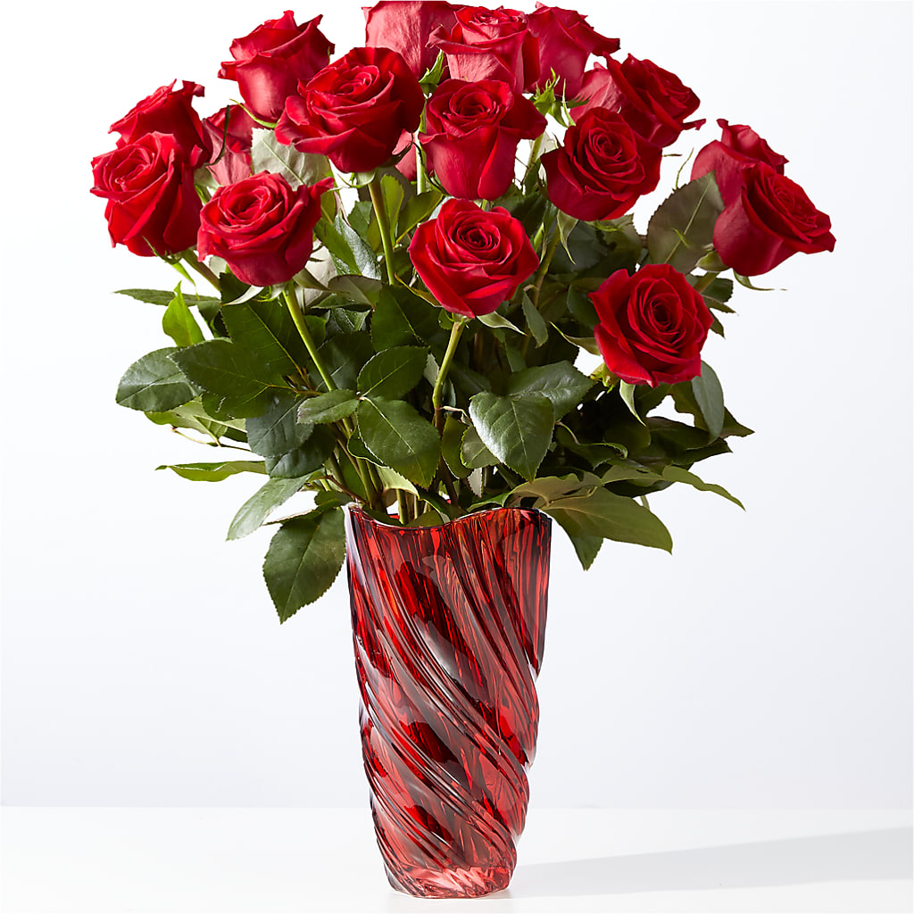 Classic Love Red Rose Bouquet with Luxe Swirl Vase – Jnblooms Llc, Spring Hill FL
