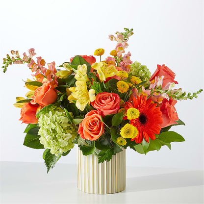 Autumn Sunshine Bouquet with Ivory Vase –  Jnblooms Llc, Spring Hill FL