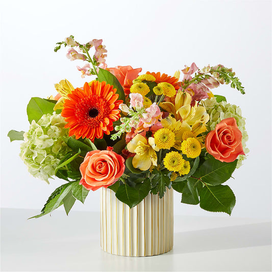 Autumn Sunshine Bouquet with Ivory Vase –  Jnblooms Llc, Spring Hill FL
