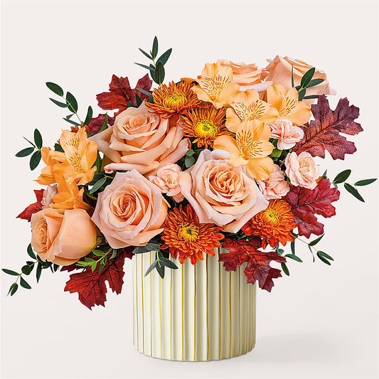 Spiced Latte Bouquet with Ivory Vase –  Jnblooms Llc, Spring Hill FL